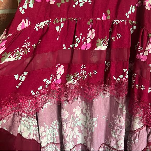 Express | Fuchsia Floral High/Low Skirt - Picture 4 of 6